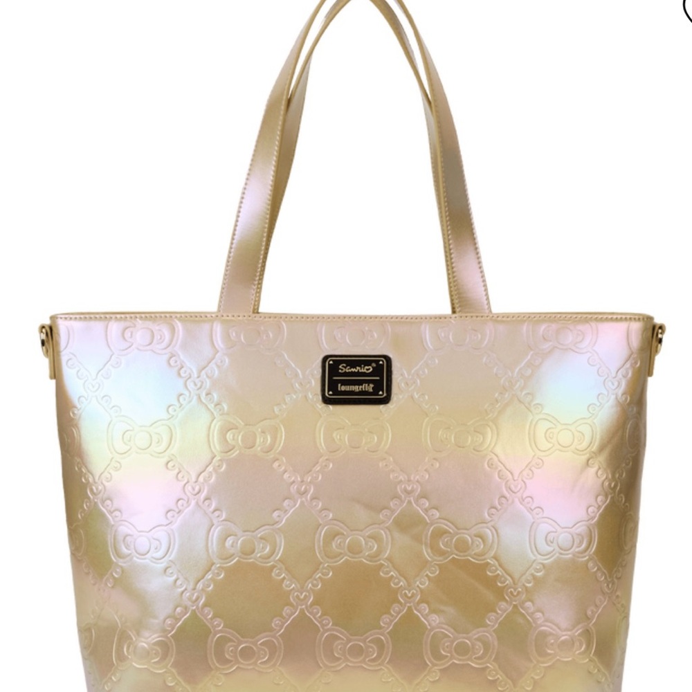 Sanrio Hello Kitty 50th Anniversary Metallic Gold Tote Bag W/ Coin Bag & Wallet